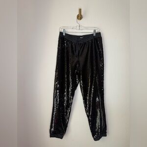 Express Black Sequin Ankle High Rise Pants size S